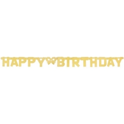 Girlanda Happy Birthday brokatowa Złota na urodziny 1,6 m